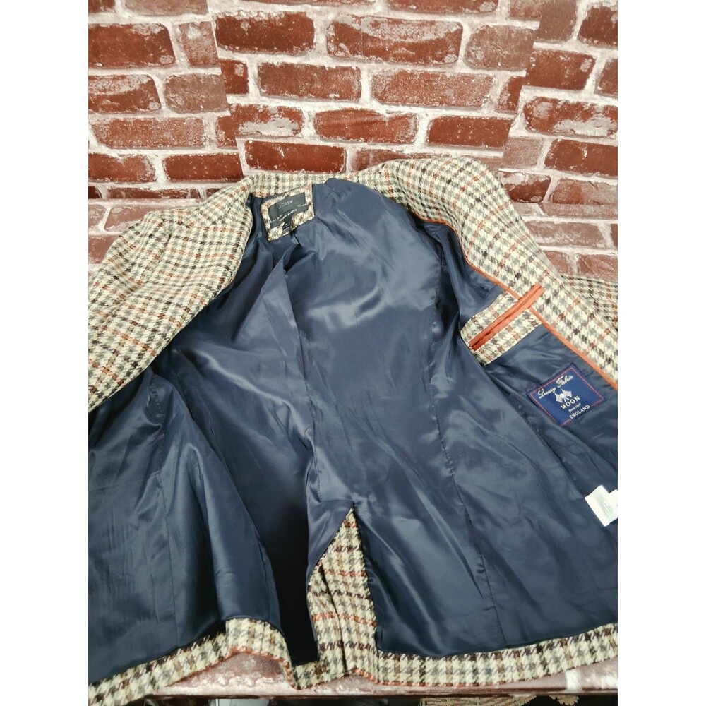 J Crew Regent Blazer Jacket Size 4 Tweed Luxury British Moon Wool Houndstooth - Picture 7 of 11